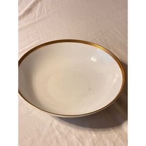 Treasure Chest Germany Serving Bowl White Gold Greek Key Porcelain 9in Good